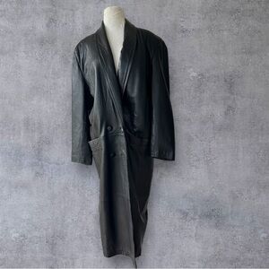 Vtg SSatori Women’s Leather Trench Coat Black Sz M Matrix Shaft 90s As Is